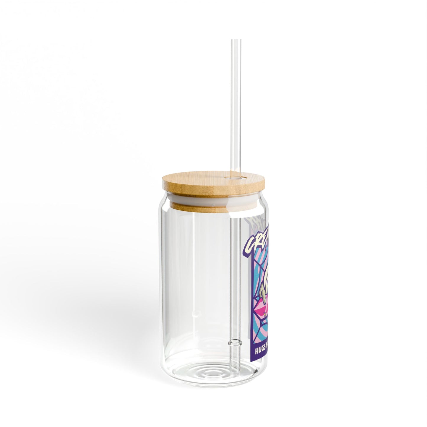 CREAMPUFF HUGS NOT SQUISHES SIPPER GLASS, 16OZ
