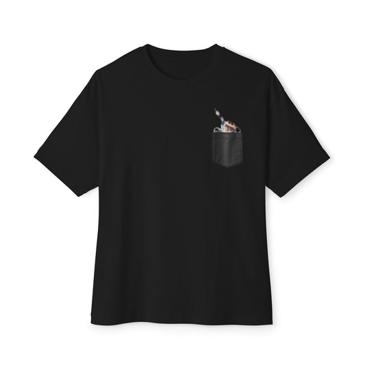 PEEKABOO PRINTED POCKET JUMPING SPIDER UNISEX OVERSIZED BOXY TEE