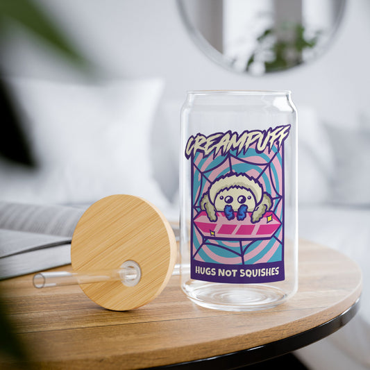 CREAMPUFF HUGS NOT SQUISHES SIPPER GLASS, 16OZ